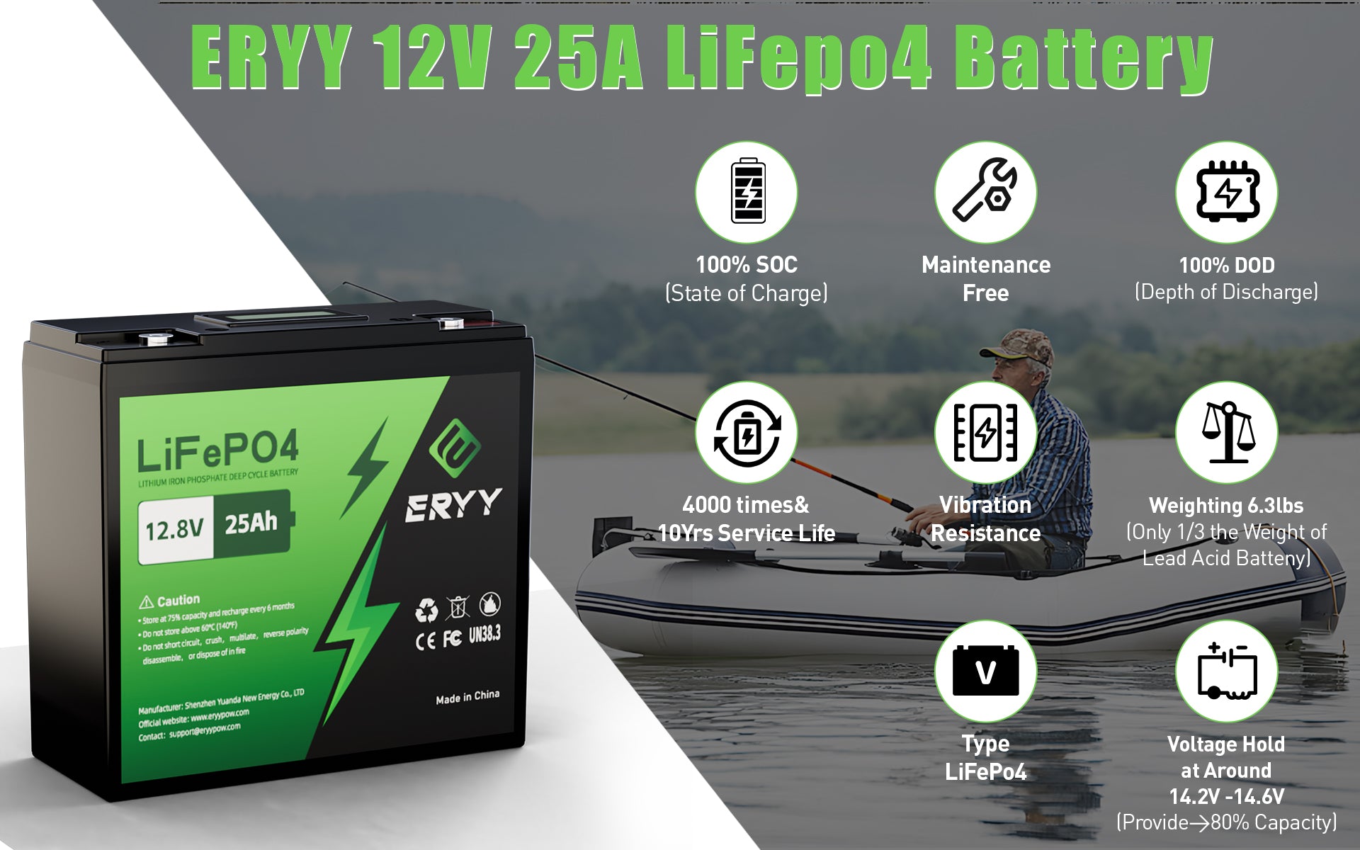 ERYY 12V 25AH LiFePO4 Battery