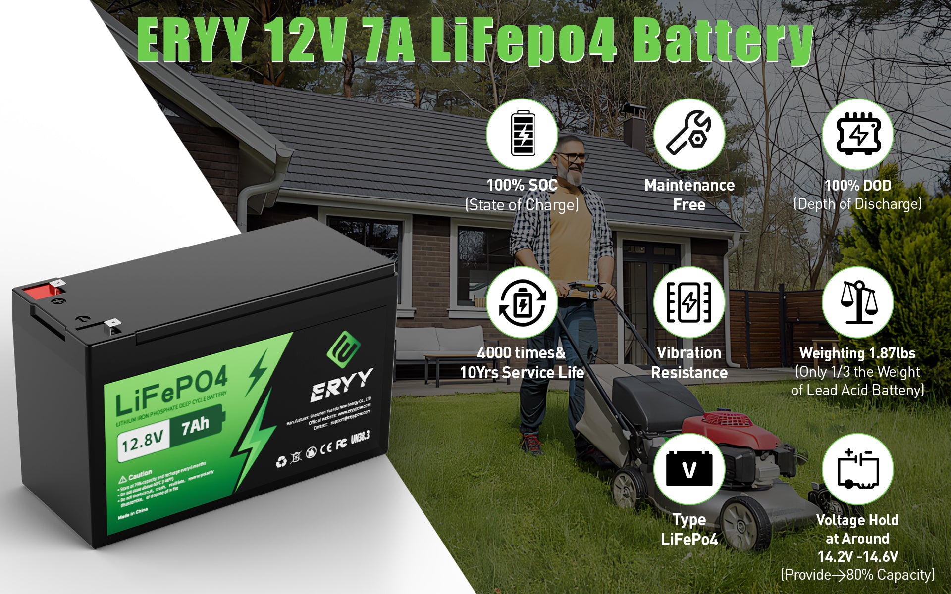 ERYY 12V  7AH LiFePO4 Battery